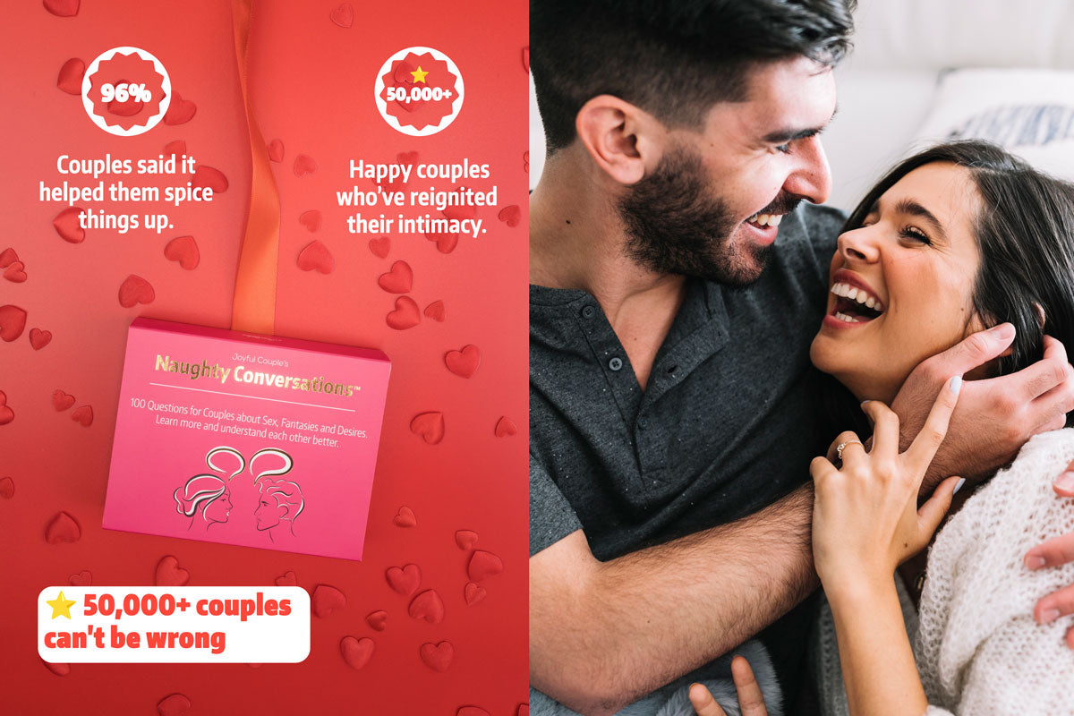 joyful couple's naughty conversations with social proof, a happy couple on the right of the image