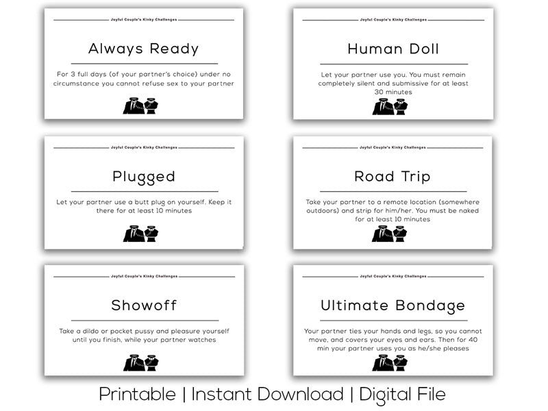 Kinky Challenges (Printable) - Joyful Couple