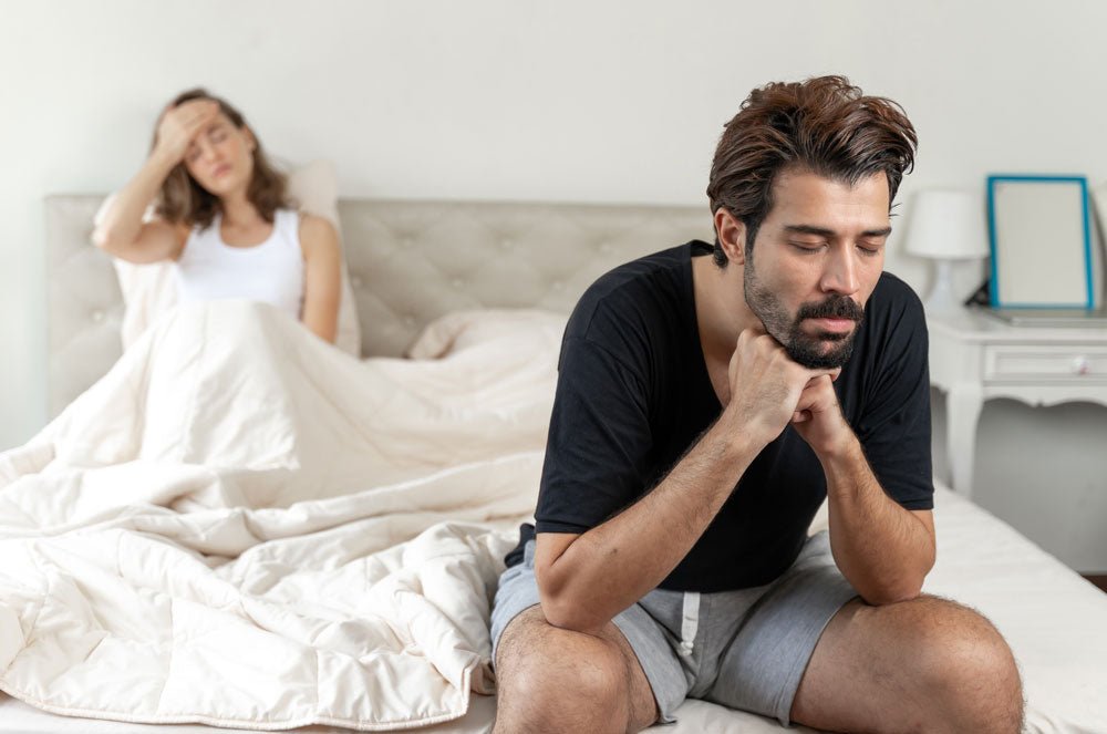 cover image for an article When She Always Says No: How to Initiate Intimacy Without Pressure depicting a man rejected by his woman