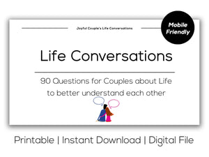 Joyful Couple's Life Conversations. Printable and mobile friendly version