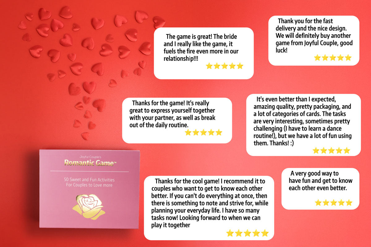 joyful couple's romantic game, a relationship card game for couples, image with 5-star reviews