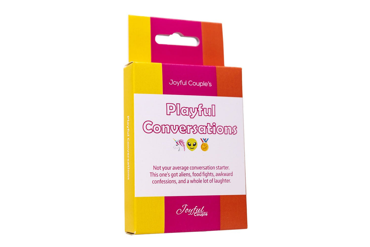 Packaging for the 'Playful Conversations' product by Joyful Couple on a white background