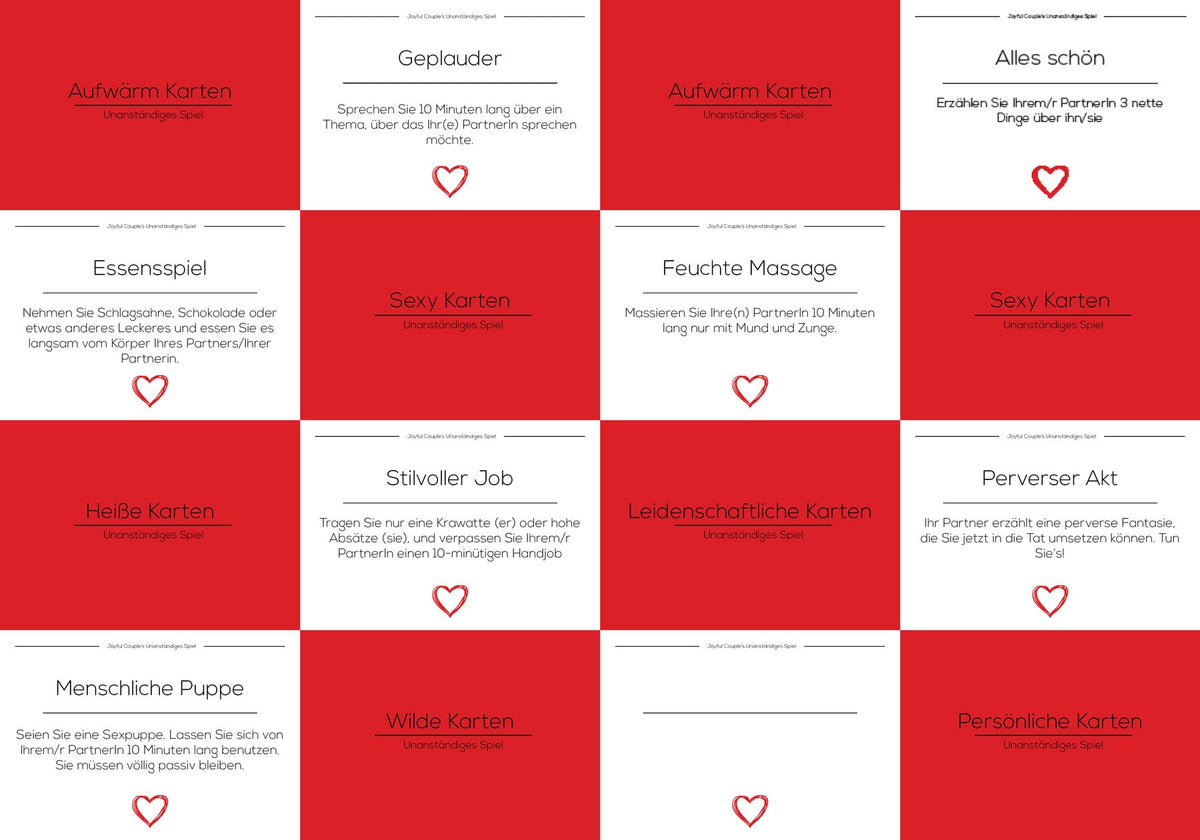 Joyful Couple's Naughty Game (Unanständige Spiel) Karten