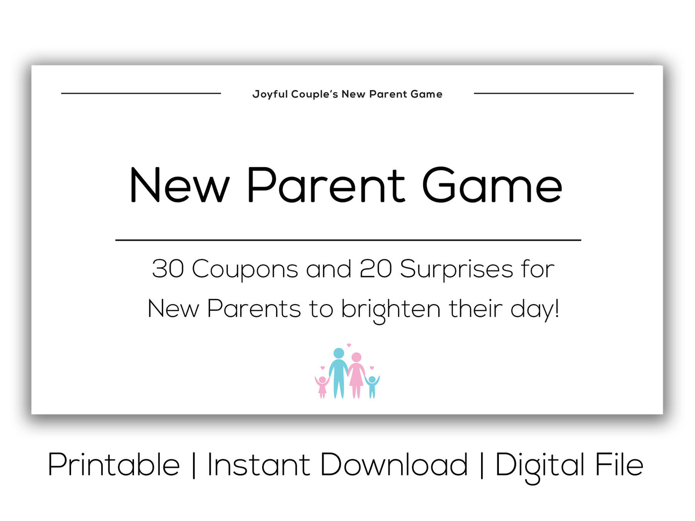 Joyful Couple's New Parent Game. Printable